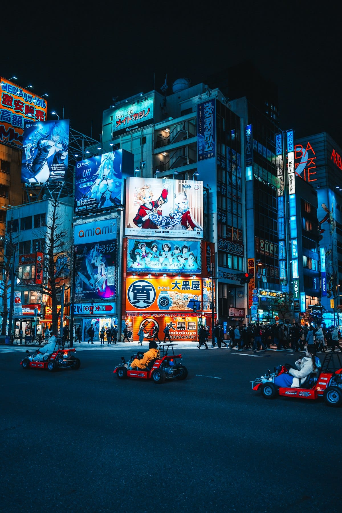 Go-kart door de straten van Shibuya Tokyo